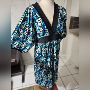 Enfocus Studio Blue and Black Floral Dress